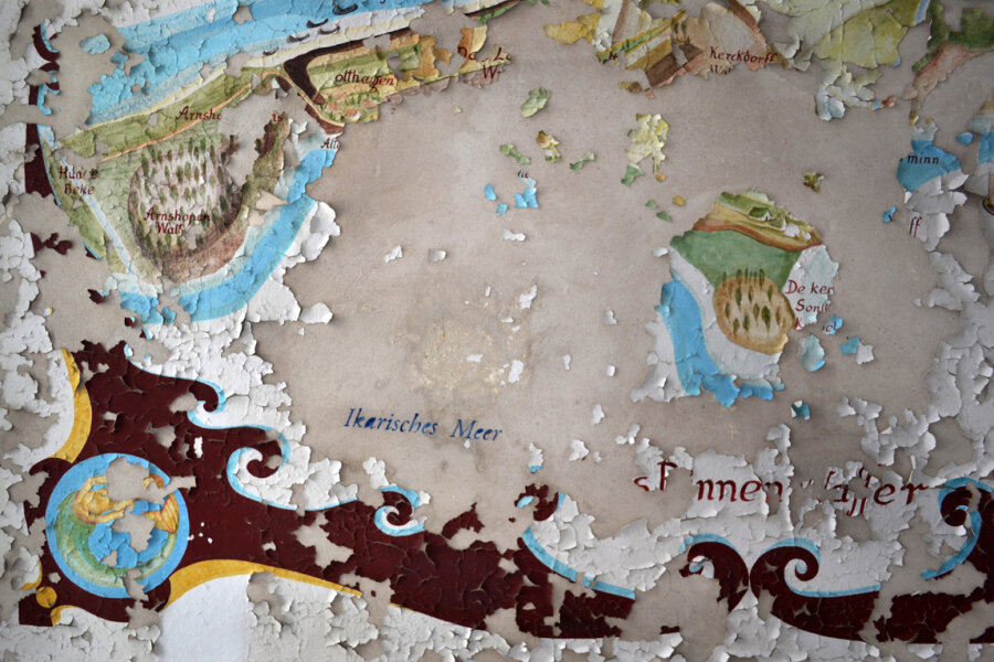 “Ikarisches Meer / Icarus See” (from the series “Fallout shelters and dictionaries”) – an intervention into a found object, abandoned military building formerly housing a navy school / Wustrow / Germany / 2013